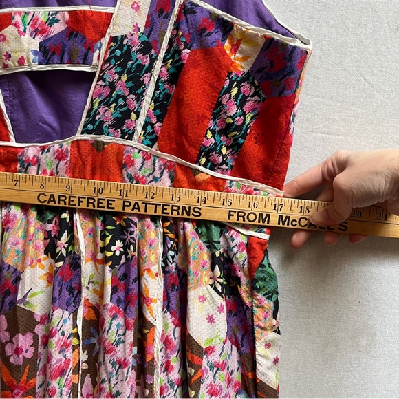 Anthropologie Floral Patchwork Tiered Cutout Maxi Dress Size 14 - Picture 11 of 13
